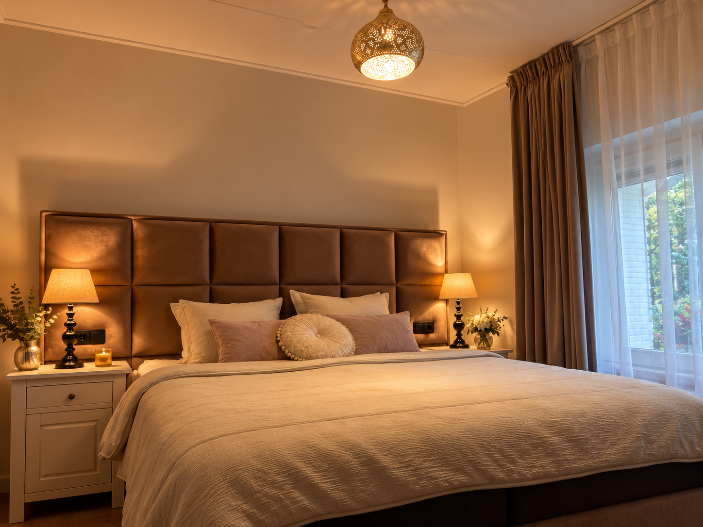 De comfortabele slaapkamer van De Koningslodge met luxe boxspring